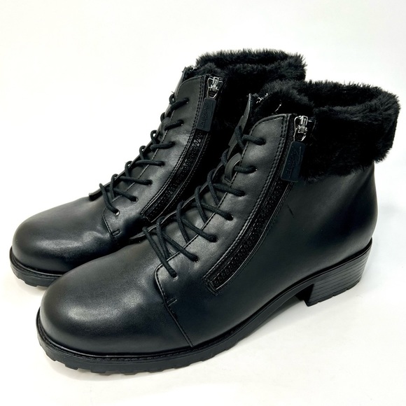 Trotters Shoes - Trotters Below Zero T1753-001 Black Fur Lined Ankle Boots Women's Size 9